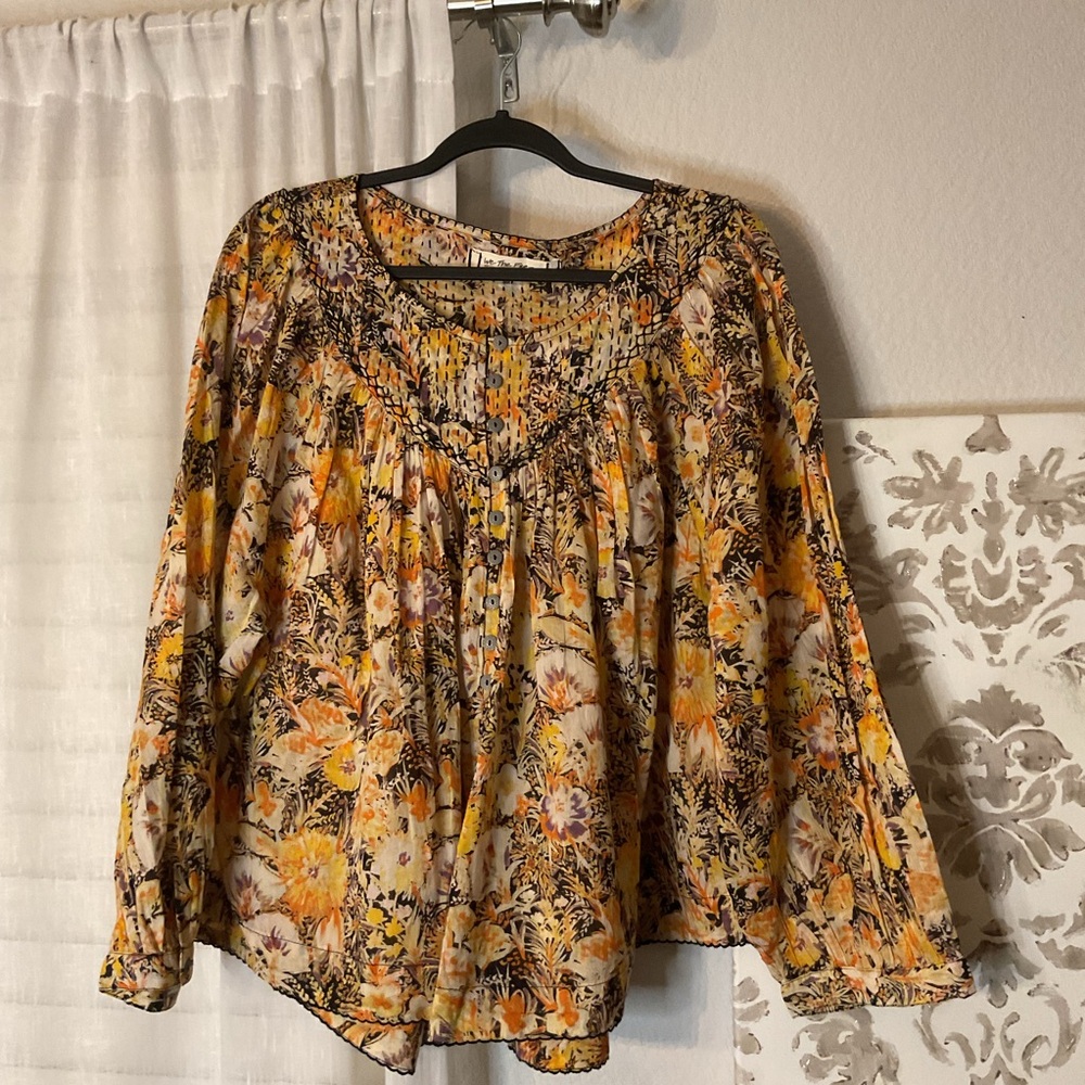 Free People Yellow Floral Blouse